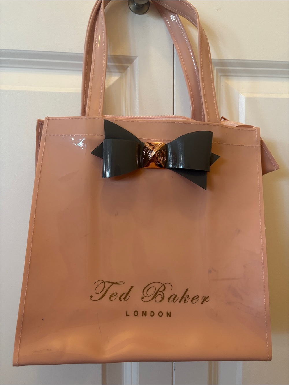 Ted Baker Pink Jelly Tote Bag with Black Bow